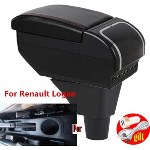 For Renault Logan armrest box For Renault Dacia Logan Car Armrest box Center Storage box Interior with USB LED light