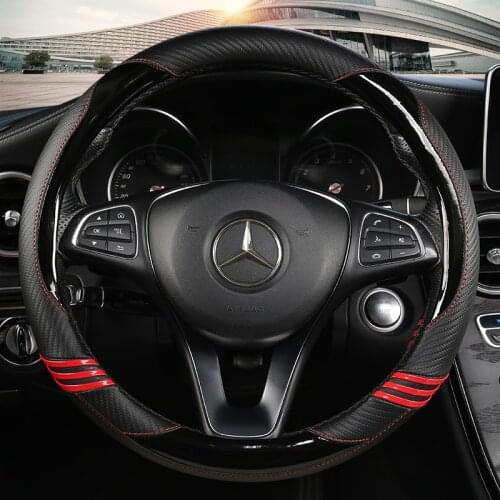 Anti Slip Car Carbon Fiber Steering Wheel Cover for Mercedes Ben AMG 38cm Models A C CLA E GLA GLC GLE S B CLS Class Accessories
