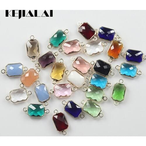 Oblong Shape Colourful Faceted Connector Pendent Crystal Bezel Connector Crystal Charm High Quality for Jewelry Making 10*14mm
