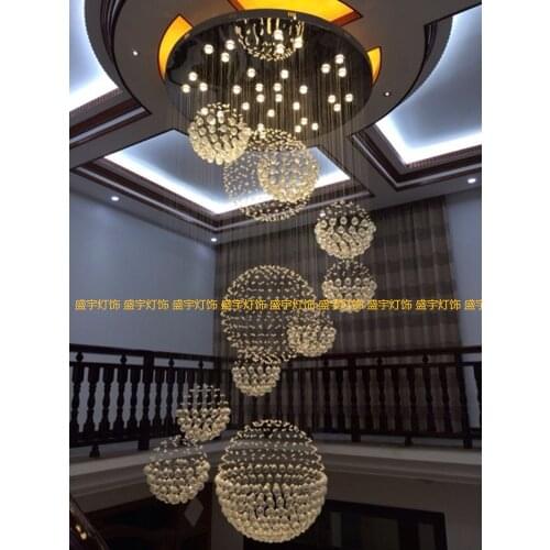 Luxury villa living room round chandelier lamp duplex building lobby crystal lamp hotel club lobby chandelier