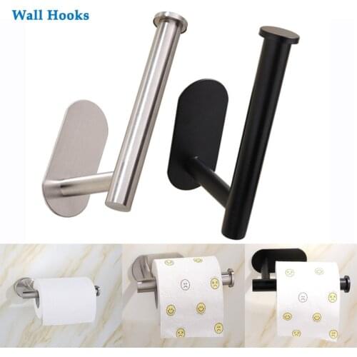 Self-Adhesive Bath Paper Holder Stainless Steel Toilet Roll Organizers Bar Towel Ring Rail Rack Non-Drilling Toilet Accessories