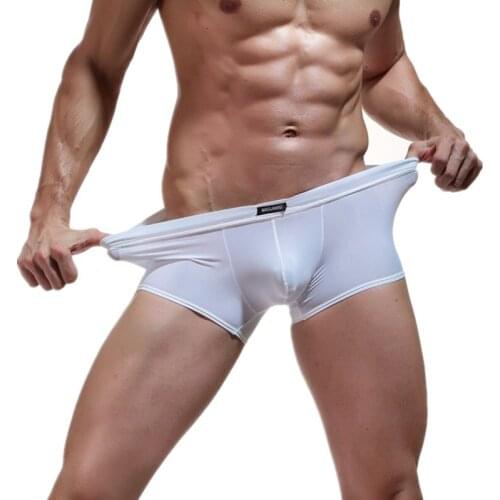 Sexy Men Boxers Cotton Underwear Corners Ice Silk Silky Home Shorts Fitting Pajama Breathable Homme Panties Underpants Bikini