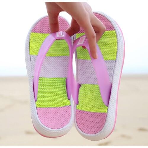 Summer Clip Foot Thick Sole Slaps Women Rainbow Slope Heel Beach Shoes Womens Slippers Non-slip Flat Beach Slipper Woman Shoes