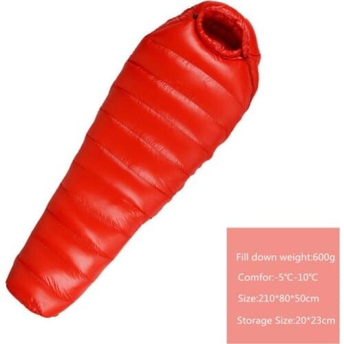 Camping Sleeping Bag Mummy Filling Duck Down 600g Sleepingbag Keep Warm For Winner Travel Camping Accesorios 11 color