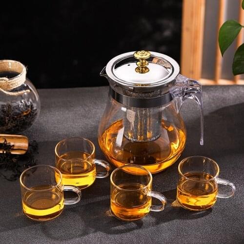 Tea Pots Heat Resistant Glass Tea Pot Tea Infuser Chinese Kung Fu Tea Set Kettle Coffee Glass Maker Convenient Office Tea Sets