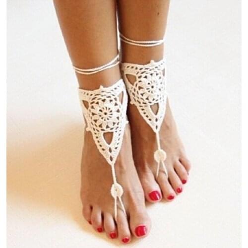 Sexy handmade rope Anklet Crochet Barefoot Sandals sexy Brides Shoes,Beach Pool Yoga Beach Wear Anklet,Hippy boho chic