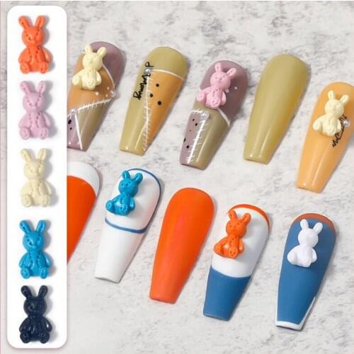 10PC Cartoon Sweet and Cute Rabbit Nail Art Decoration 3D Rabbit Nail Art Accessories DIY Nail Art Skull Rabbit Nail Accessories