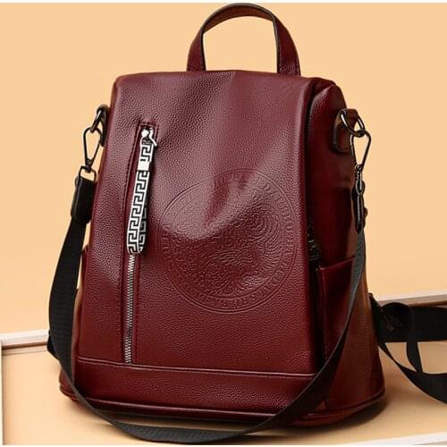 High Quality PU Leather Back Pack for Women 2021 Mochilas Para Mujer Large Capacity Laptop Computer Bags Casual Travel Bagpacks