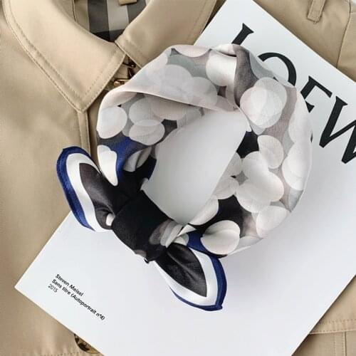 Luna&Dolphin Women Square Scarves 53x53 100% Real Silk Printing Bandanas Headbands Scarf Kerchief Hijab Decorative Scarf Shawl