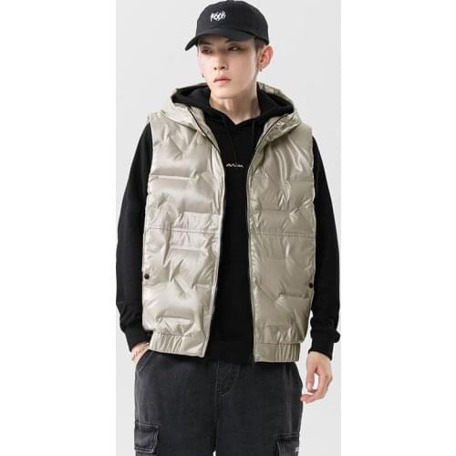 2021 Mens Vest Jacket Winter Waterproof Warm Sleeveless Men Jacket Fashion Hooded Casual Vest Male Autumn Thicken Waistcoat