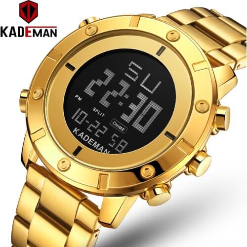 Gold Men Watch Top Luxury Brand Man Military Sport Quartz Wrist Watches 316L Stainless Steel LED Digital Clock Relogio Masculino
