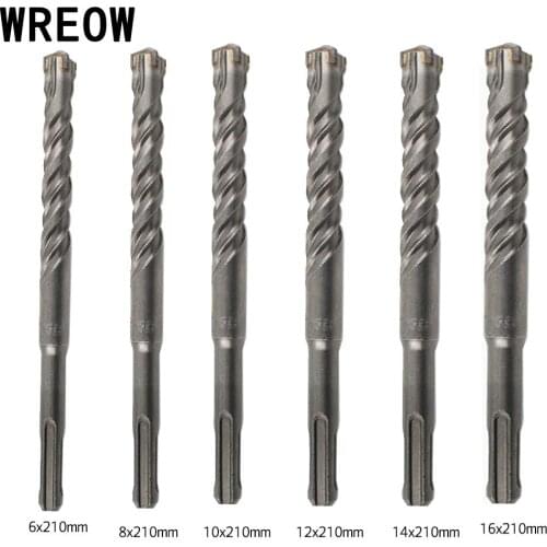 1pcs 210mm Twist Drill Bit Saw SDS Plus Twin spiral Hammer Drill Bits Woodworking Wood Tool 6/8/10/12/14/16mm For carbide alloy