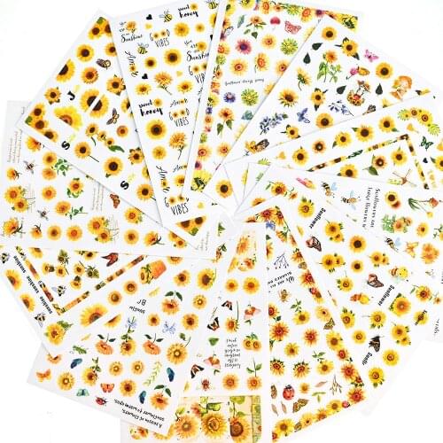 12Sheets/Set Nail Stickers Maple Leaf/Sunflower/Butterfly Decorations Flower Decals Nail Art Slider Design Sticker VA06