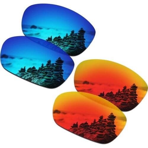 SmartVLT 2 Pairs Polarized Sunglasses Replacement Lenses for Oakley Ten X Ice Blue and Fire Red