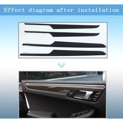 4pcs For Porsche Macan Accessories 2017 2018 2015 2016 Interior Door Handle Trim Strip Frame Carbon Fiber 3D Car Stickers