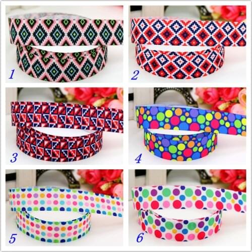7/8'' Free shipping aztec polka dots printed grosgrain ribbon hair bow headwear party decoration wholesale OEM 22mm H5508