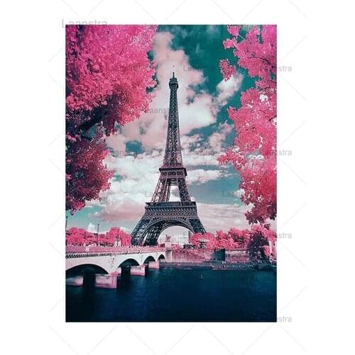 Diy 5D Diamond Painting Landscape Eiffel Tower Round Rhinestone Embroidery Color Cross Stitch Home Decoration