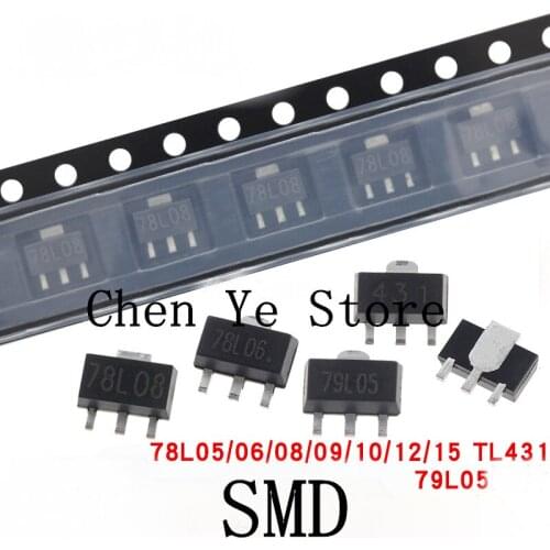 Free Shipping 500PCS 100% NEW 78L05 78L06 78L08 78L09 78L10 78L12 78L15 TL431 79L05 SOT-89 SMD Three terminal regulator
