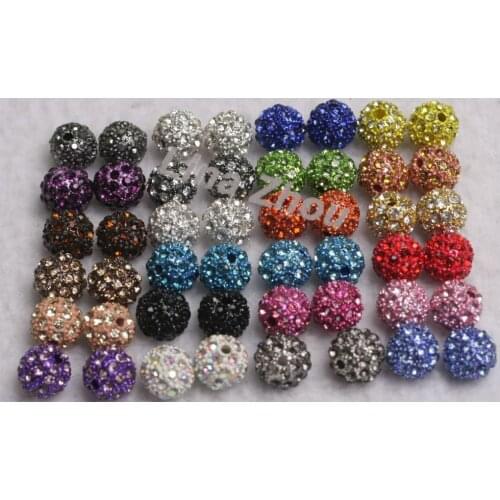 Free Shipping! Wholesale 50pcs 10MM DIY Spacer Alloy Shamballa Beads-Mixed Color