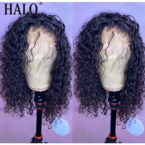 Brazilian 13x4 Lace Front Human Hair Wigs Pre Plucked With Baby Hair Deep Wave Short Water Wave Curly Bob Wigs For Women