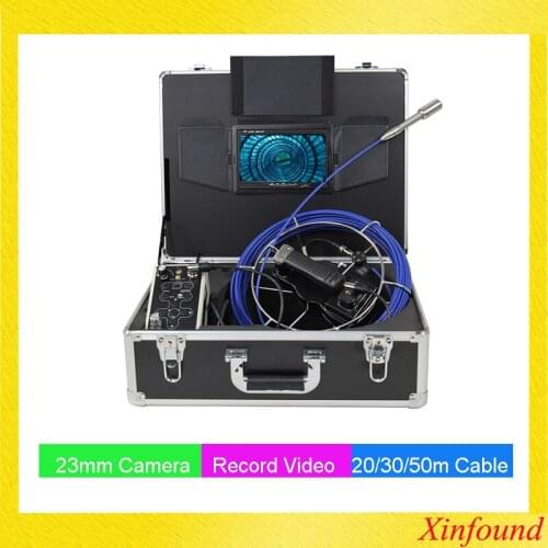 40m DVR Fiber Glass Cable Waterproof Industrial Sewer Pipe Pipeline Inspection Underwater Camera 12Pcs Leds with 7" LCD monitor