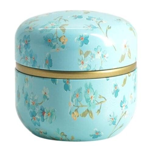 Flower Mini Tin Loose Tea Coffee Candy Storage Box Round Metal Case Wedding Favor Organizer Container Japanese Style