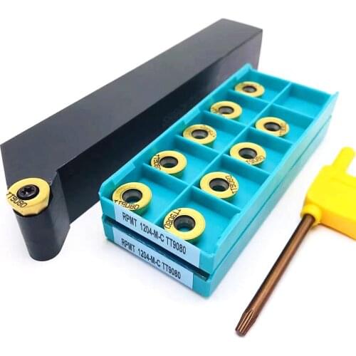 1PCS SRGCR2020K12 SRGCR2525M12 lathe CNC tool holder + 10PCS RPMT1204 TT9080 carbide cutting tool SRGCR boring lathe tool holder