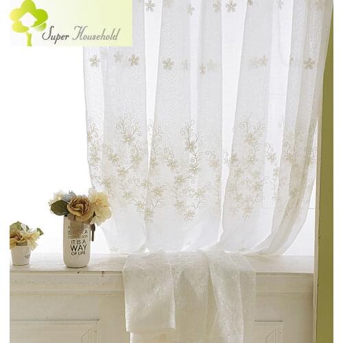 European White Embroidery Cotton Peach Tulle Curtains For Living Room Kitchen Valance Sheer Window Bedroom Balcony