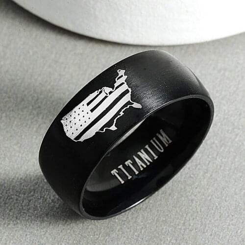 USA America Map Ring Independence Day Ring Stainless Steel Ring Tall Hat Decorative Festival Jewelry for Men and Women