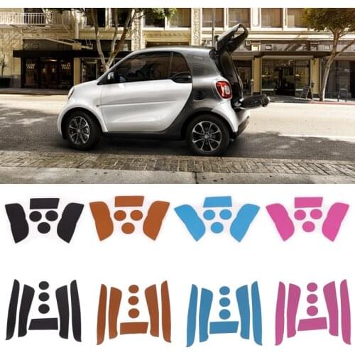 Leather Car Styling Decor Door Groove Mat Pad Cup Holder Coaster Mat For Smart fortwo forfour 2015 2016 2017 2018