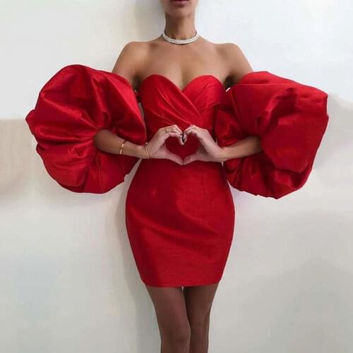 Red Prom Dresses Sheath / Column Sweetheart Mini middle-length sleeves Party Gowns high quality Fashion 2021 Party Dresses