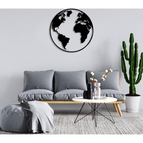 World Globe Round Wall Table Decorative Home Accessory Wooden Table 50x50cm