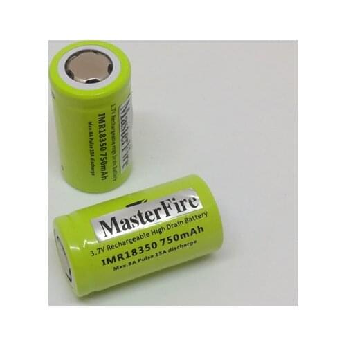 MasterFire 6pcs/lot Original IMR18350 18350 high drain Li-ion battery cell 3.7V 750mAh batteries 8A continuous discharge