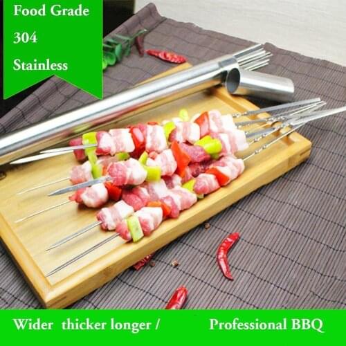 30pcs Reusable flat stainless steel barbecue skewers bbq Needle stick For outdoor camping picnic tools cooking tools