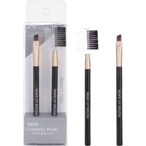 2Pcs Makeup Brushes Set Cosmetic Powder Eye Shadow Foundation Brush Beauty Make Up Set Natural hair Foundation Powder Blushes