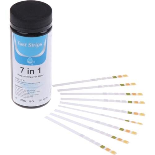7 In1 Aquarium Fish Tank Water Test Strips Kit Nitrite Nitrate PH Test Strips KH GH NO2 NO3 Bromine Chlorine Test 50pcs/Bottle