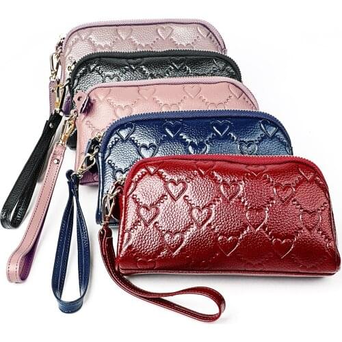 New Fashion Genuine Leather Women Wallets Female Long Zipper Clutch Lady Wallet Wristband Money Bag Cowhide Coin Purse