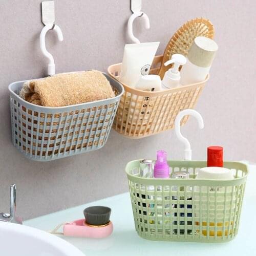 Kitchen Bathroom Storage Organizer Plastic Drain Hanging Basket With Hook Wall Mounted Storage Basket Hanging Home Storage Acces