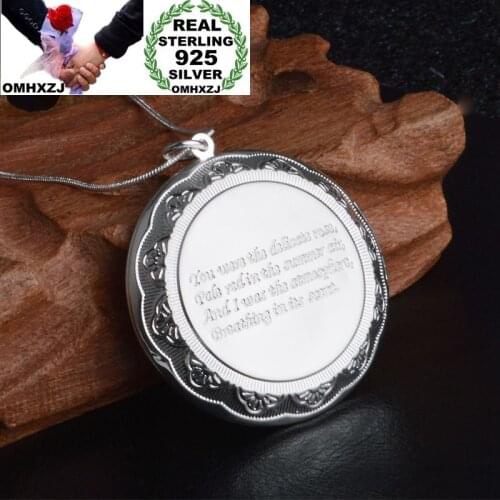 OMHXZJ Wholesale Personality Fashion Woman Girl Gift Round Photo Box 925 Sterling Silver 18KT Gold Charm Pendant Necklace CH57