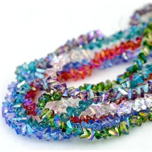 Plated Ab Crystal Glass 3D-Triangle Shape DIY Loose Bead Jewelery Findings Handmade Earrings Parts 6mm y1255-1