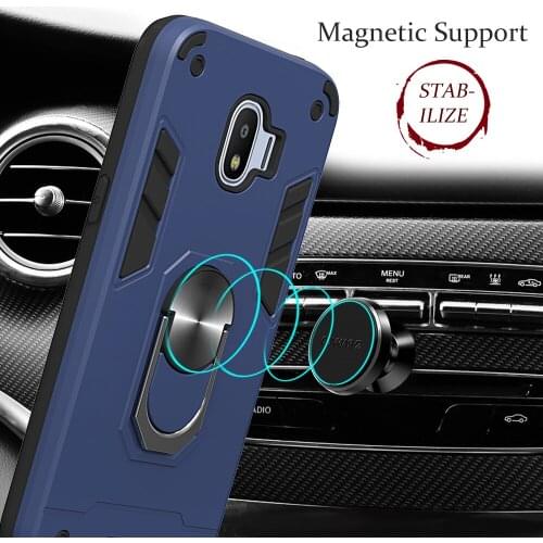 For Samsung Galaxy J2 Pro J4 J6 J8 2018 A6 A8 Plus Armor Shockproof Case Magnetic Ring Stand Hard PC Protective Back Cover