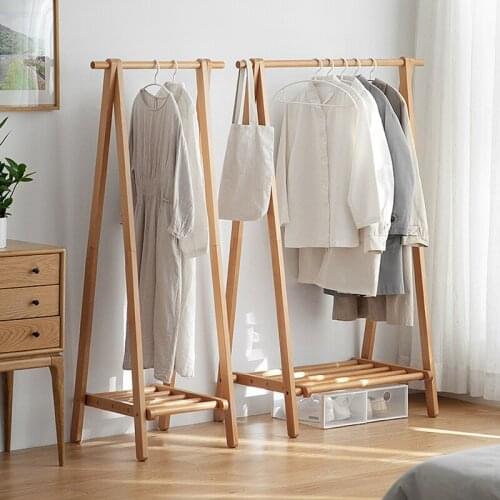 Factory direct sale household solid wood floor-hanger clothes drying storage rack shelf