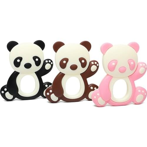 Silicone Panda Shape Baby Teether Animal BPA Free Infant Teething Pendant Necklace Accessory DIY Washable Nursing Material Gift
