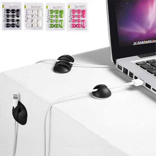10pcs/set Silicone Cable Organizer USB Winder Desktop Tidy Management Clips Cable Holder for Desk Headphone Wire Organizer