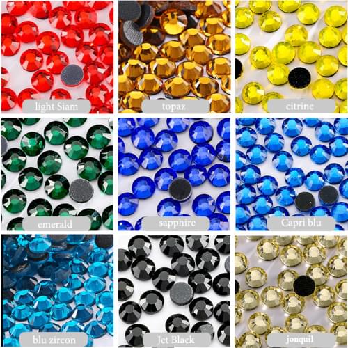 All Size DMC Stone Crystals Glass Black Red Blue Sewing On Rhinestones Iron On Strass Stone Hotfix Rhinestone