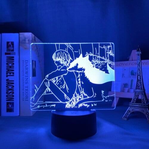 Wolf Children Led Night Light for Home Bedroom Decor Manga Nightlight Anime Gift Table 3d Lamp Wolf Children Gadget