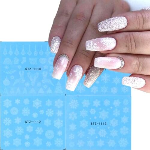 4pc Water Stickers For Nails Snowflake Christmas Decals Lace Design Xmas Tree Deer New Year Nail Decoration LASTZ1066-1113-1