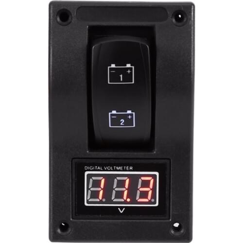 1 PCS 12V RV Marine Boat Voltmeter LED Dual Battery Test Panel Rocker Switch ON-OFF-ON
