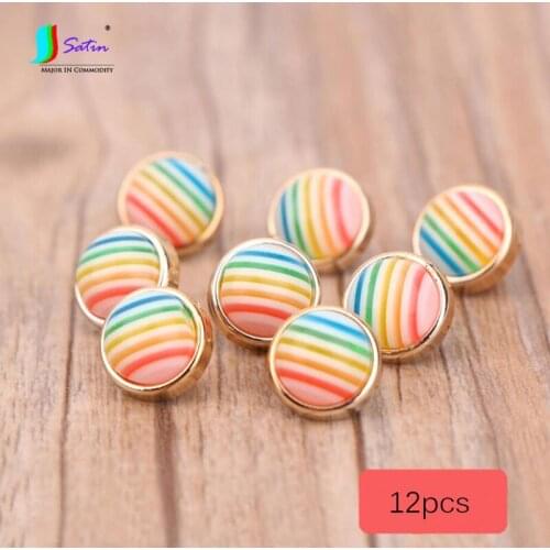 High Quality 10mm Resin Round Head Rainbow Button, Cute DIY Accessories Childrens Sweater Shirt Button A0175F