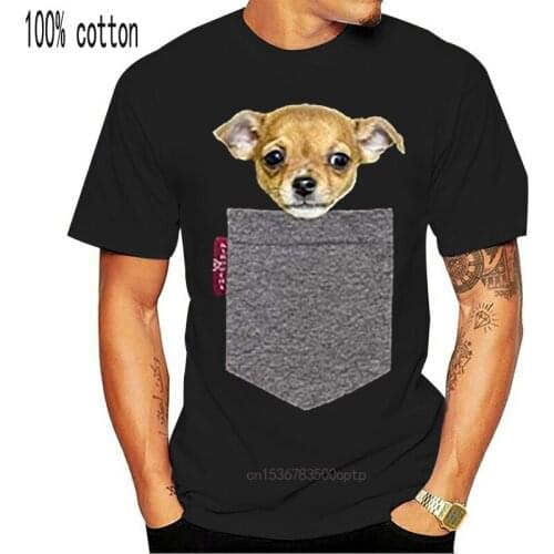 Funny Chihuahua In A Pocket Cute Puppy MenS T-Shirt Tops Tee Casual Street Wear Cross Fit T Shirt